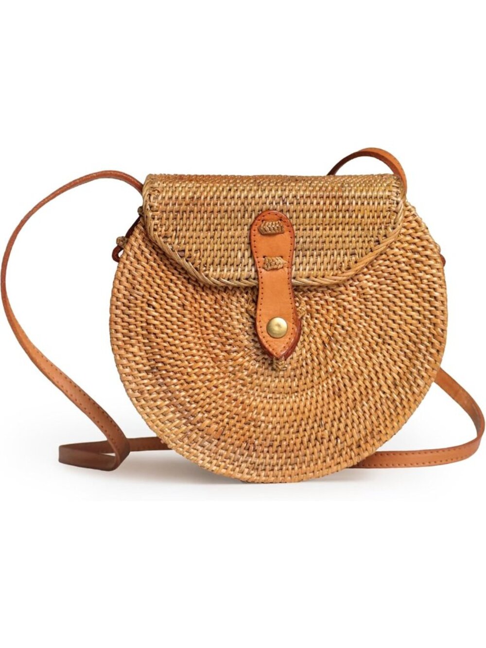 Stylish Handmade Rattan Crossbody Bag - Chic Straw Wicker Purse for Women